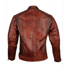 Cafe Racer Vintage Brown Biker Leather Jacket