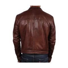 Brown Slim Fit Biker Real Leather Jacket