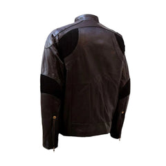 Gold Zipper Brown Leather Jacket