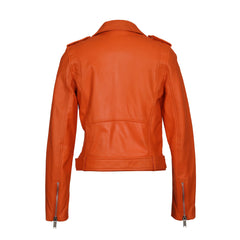 Orange Biker Genuine Leather Jacket