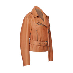 Tan Brown Biker Leather Jacket