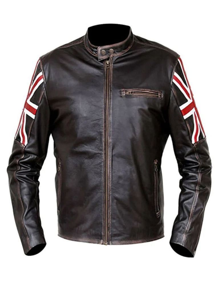 Biker Vintage Distressed Brown Leather Jacket