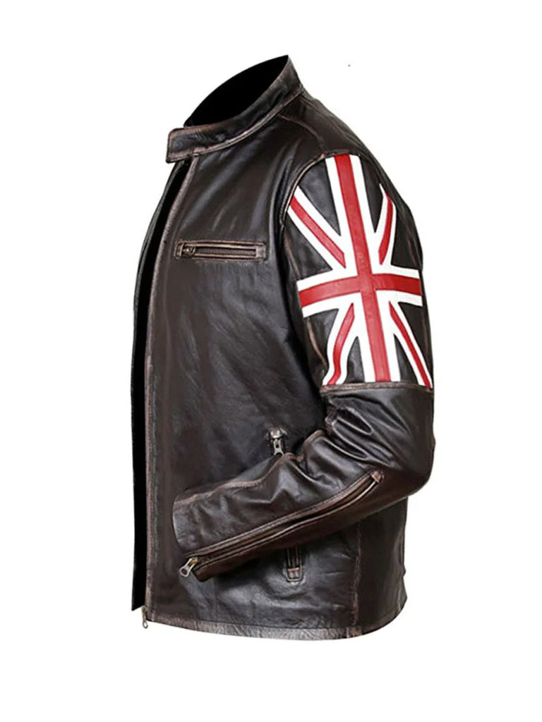 Biker Vintage Distressed Brown Leather Jacket