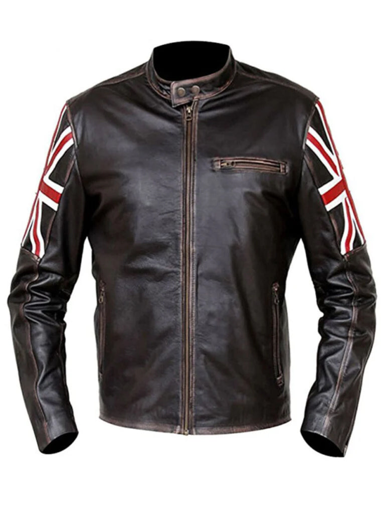 Biker Vintage Distressed Brown Leather Jacket