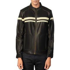 Biker Brown And White Leather Jacket