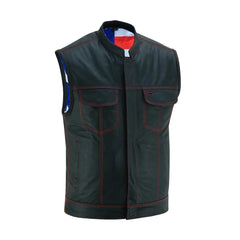 Black American Style Biker leather Vest