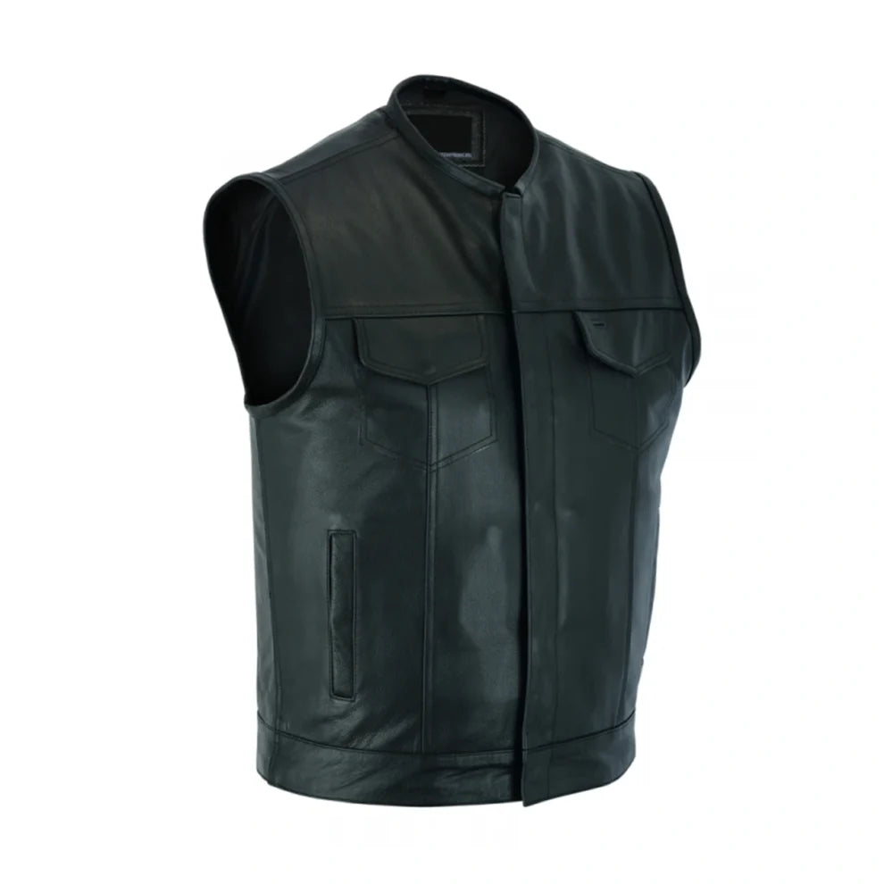 Soft Black Biker Genuine Leather Vest