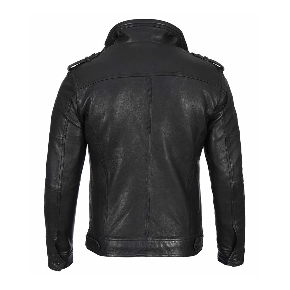 Waxed Cafe Racer Leather Jacket