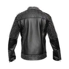 Black Leather Jacket with Spikes