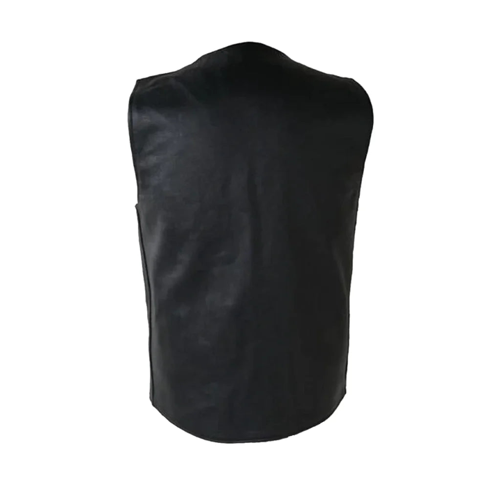 Black Biker Crafted Style Genuine Leather Vest