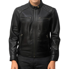 Black Biker Quilted Real Leather Jacket