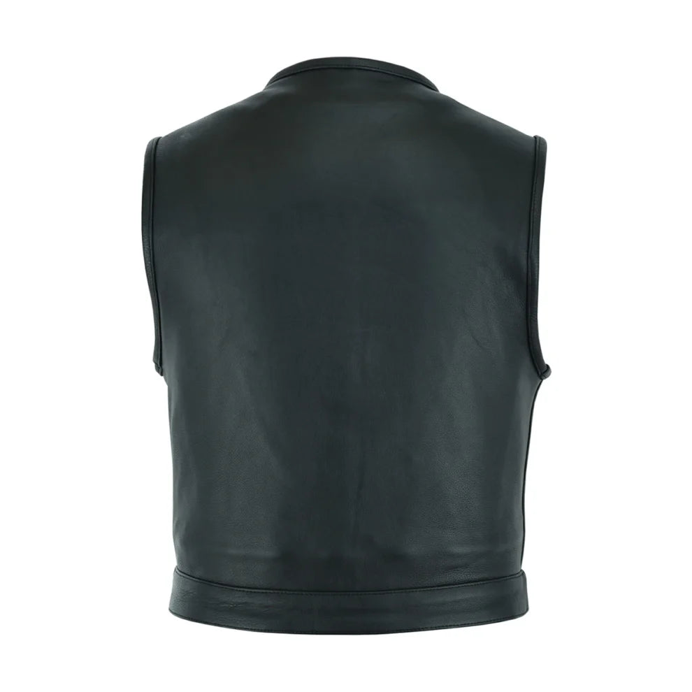 Black Biker Style Genuine Leather Vest