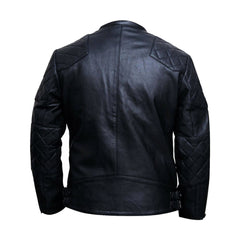 Biker Style Black Quilted Leather Jacket