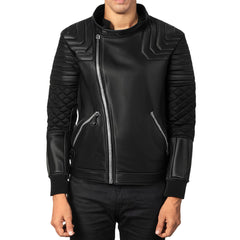 Black Bomber Quilted Leather Jacket