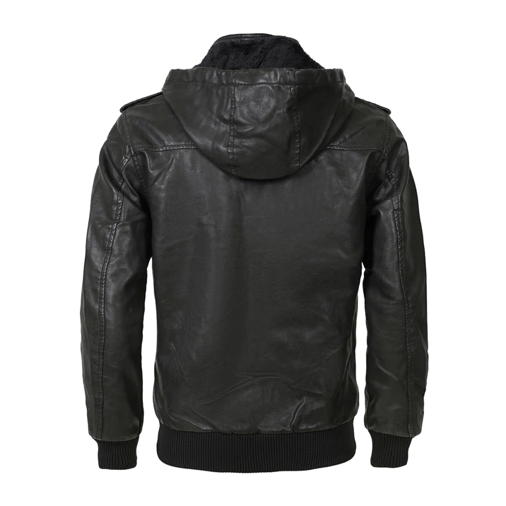 Black Trucker Quilted Leather Jacket