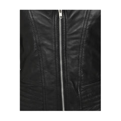 Black Biker Bold Lined Genuine Leather Jacket