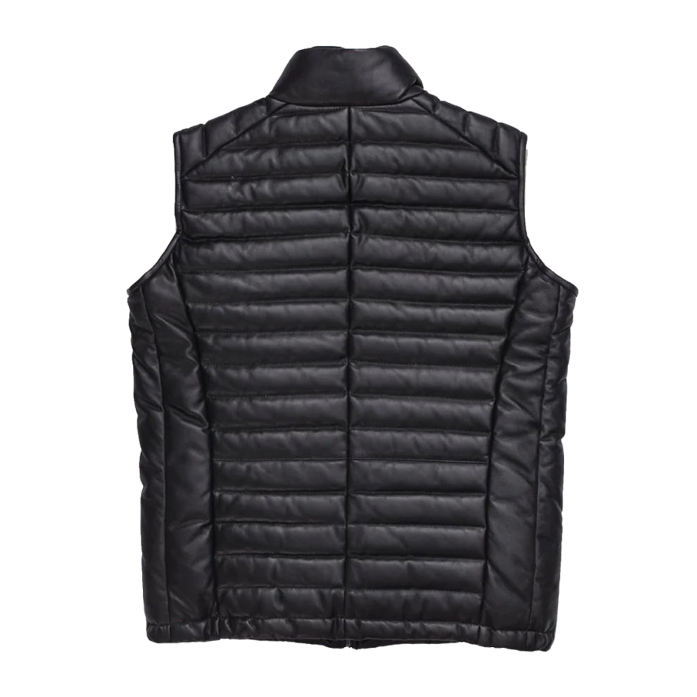 Black Down Genuine Leather Vest