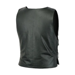 Black Biker Padded Style Real Leather Vest