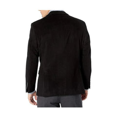 Two Button Suede Leather Black Blazer