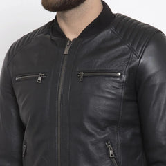 Lambskin Black Bomber Leather Jacket