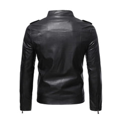 Black Trucker Style Biker Leather Jacket