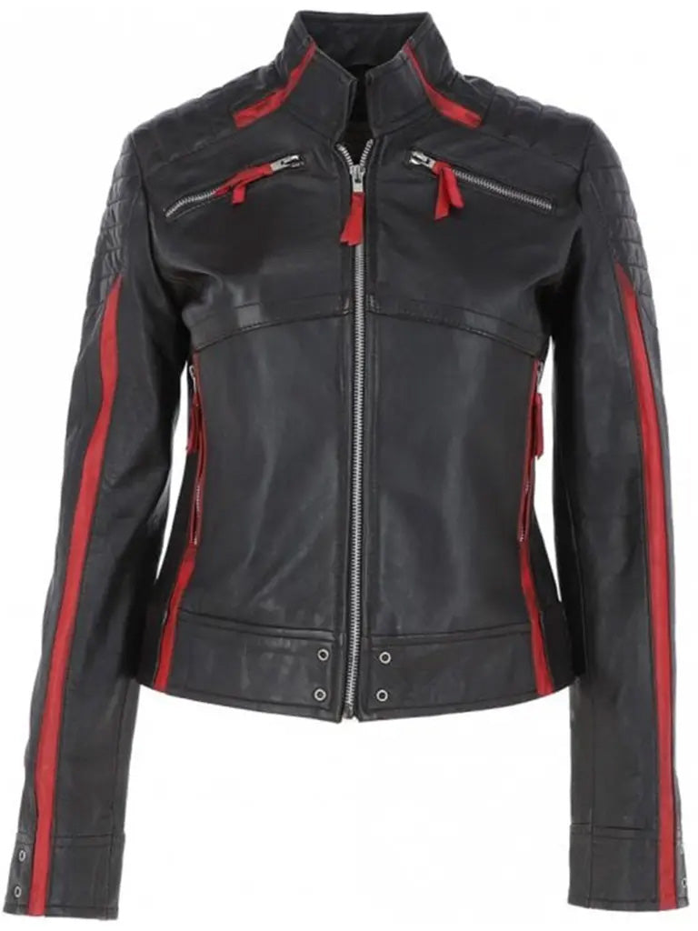 Black Biker Chocs Leather Jacket