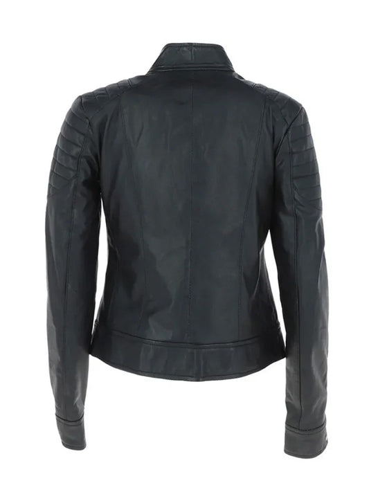 Black Biker Maple Leather Jacket