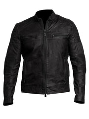 Cafe Racer Black Biker Vintage Real Leather Jacket