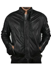 Black Draft Punk Genuine Leather Jacket