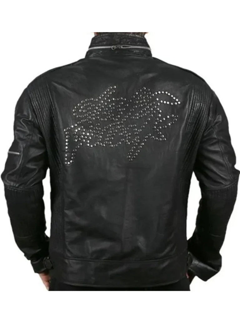 Black Draft Punk Genuine Leather Jacket