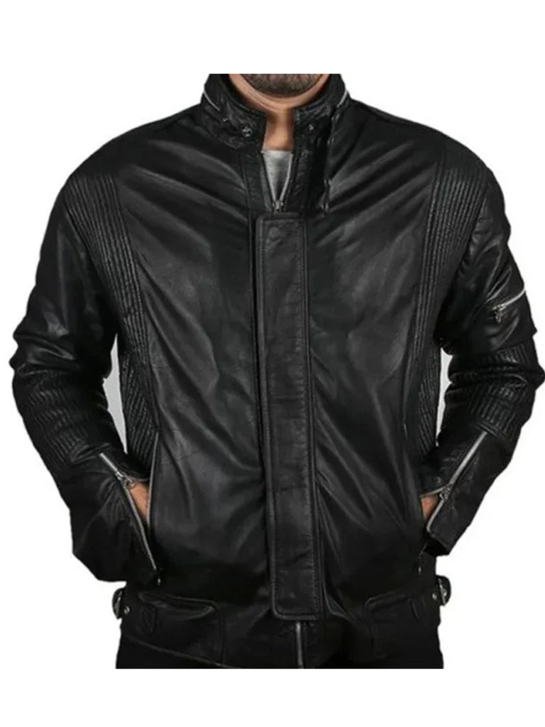 Black Draft Punk Genuine Leather Jacket