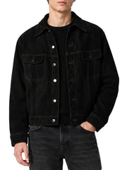Black Suede Trucker Jacket - Men’s Premium Suede Jacket