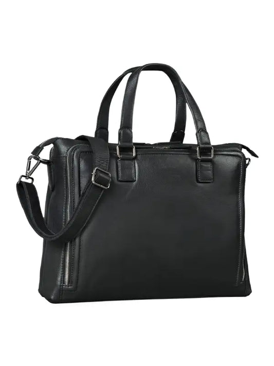 Premium Black Leather Office & Travel Briefcase
