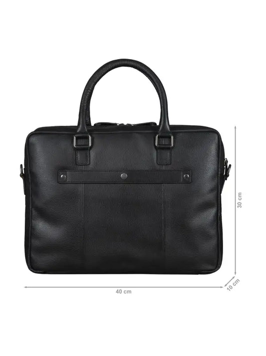 Premium Black Leather Laptop Briefcase for Men & Women