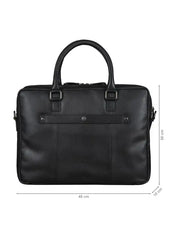 Premium Black Leather Laptop Briefcase for Men & Women
