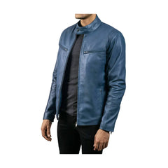 Blue Simple Leather Jacket