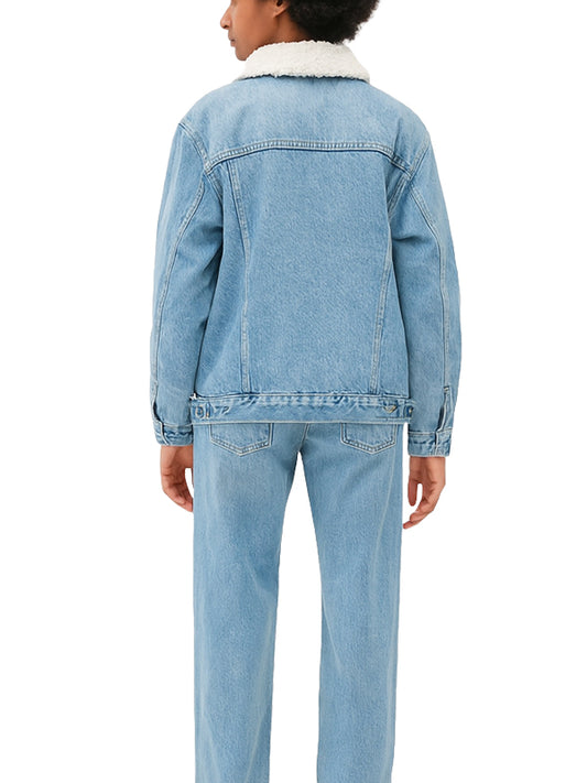 Blue Sherpa Lined Denim Jacket Womens