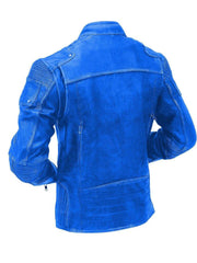 Blue Cafe Racer Leather Jacket