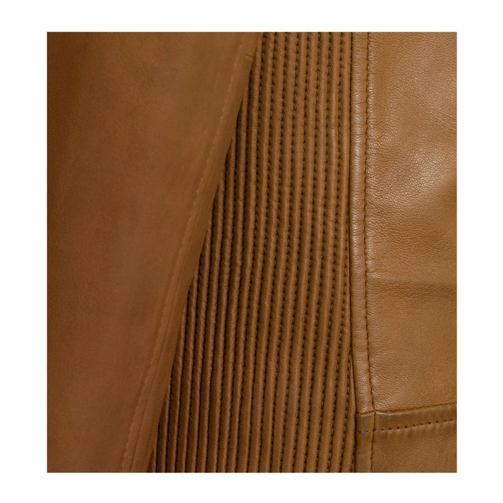 Tan Brown Notch Biker Leather Jacket