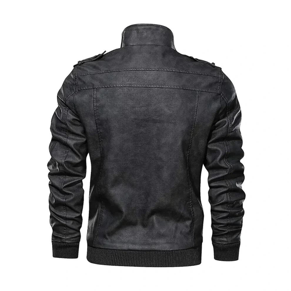 Black Real Leather Jacket with Removable Hood