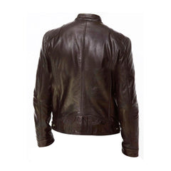 Vintage Cafe Racer Brown Biker Leather Jacket