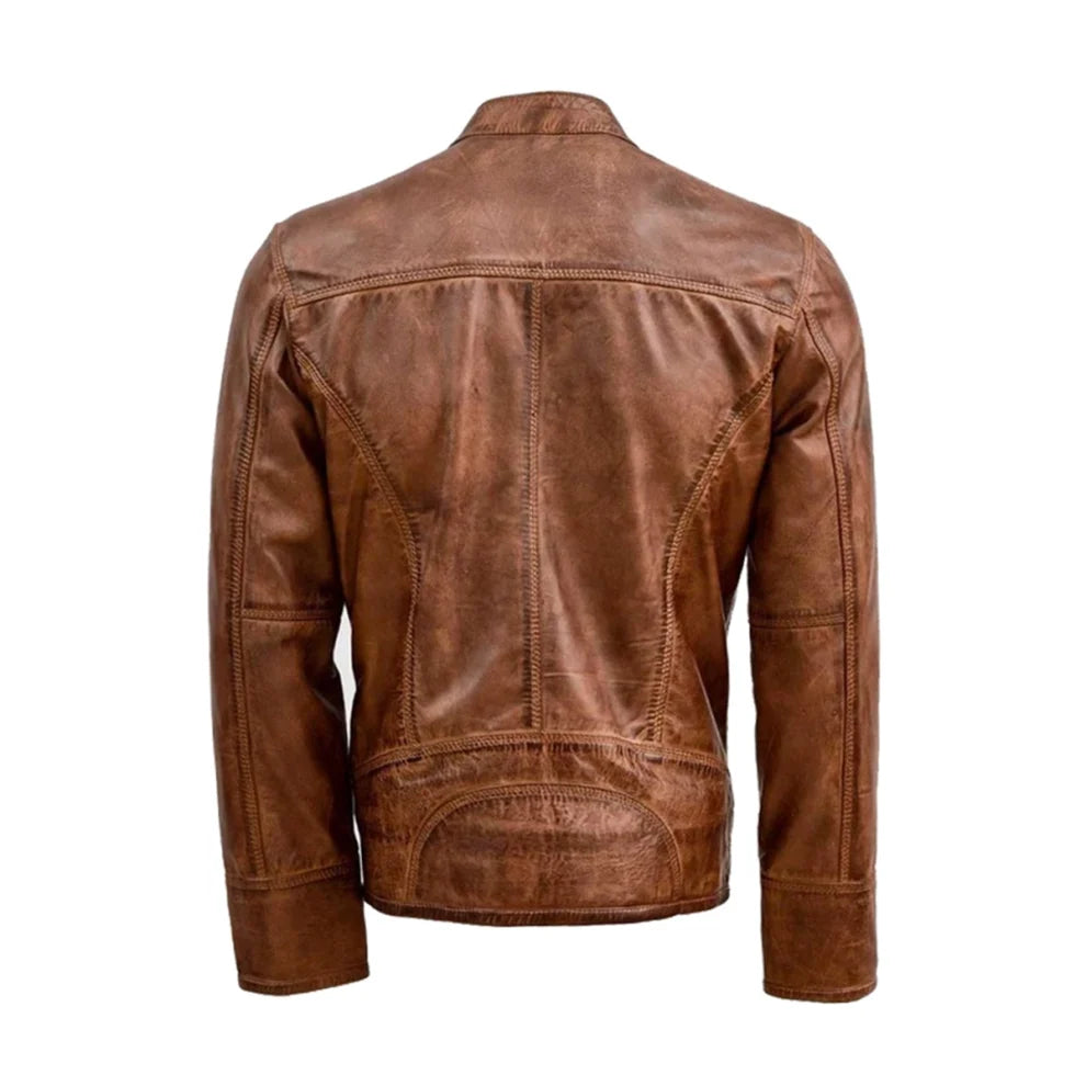 Waxed Vintage Brown Leather jacket