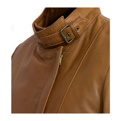 Tan Brown Notch Biker Leather Jacket