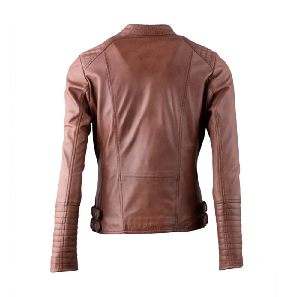 Brown Biker Genuine Leather Jacket