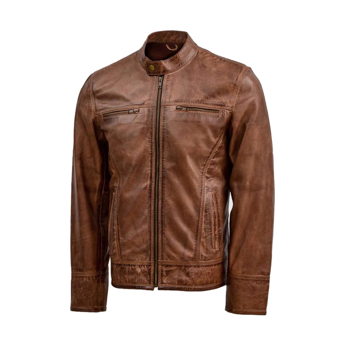 Waxed Vintage Brown Leather jacket