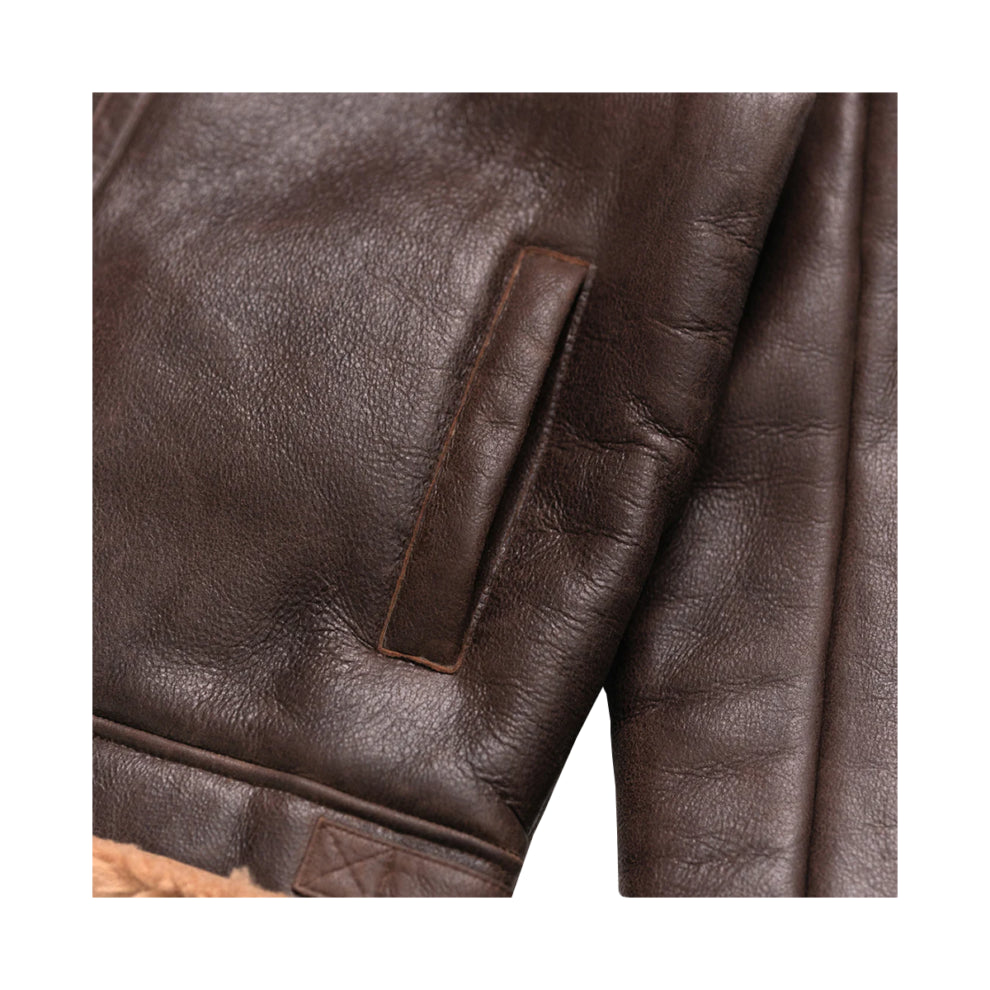 Tan Brown Shearling Leather Jacket