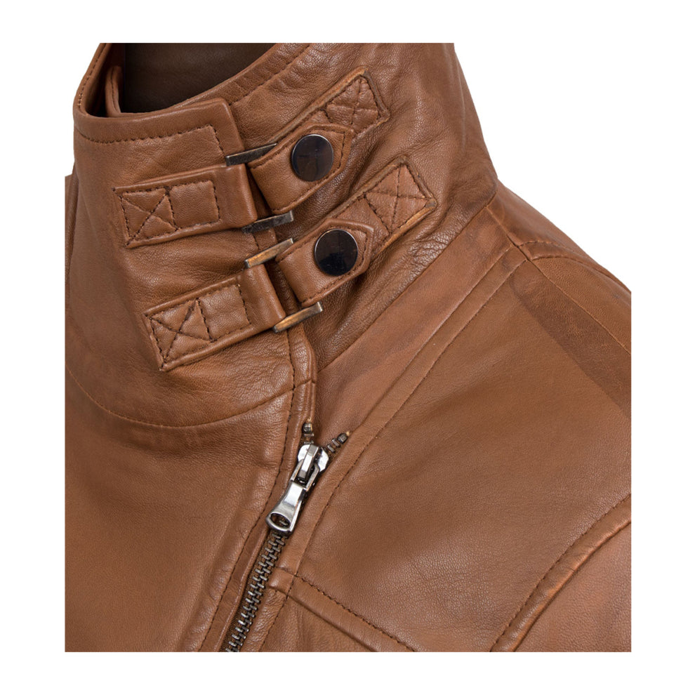 Cowl Neck Biker Leather Jacket