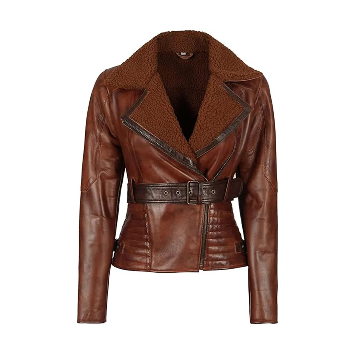 Brown Sherpa Leather Jacket