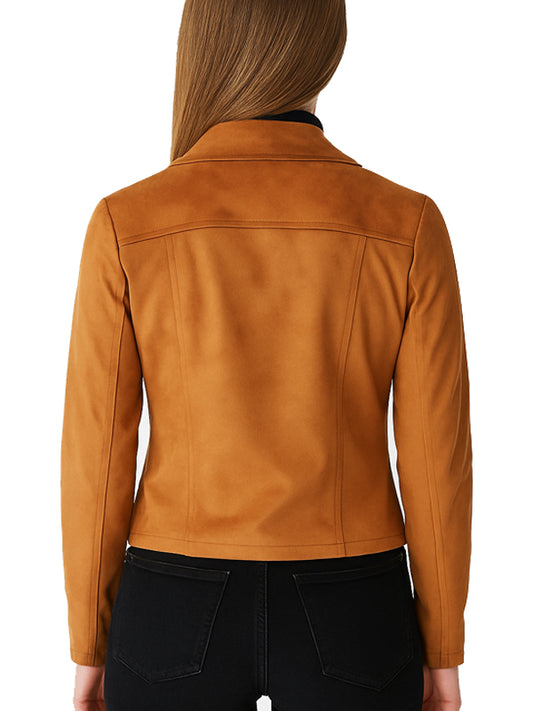 Brown Suede Leather Jacket for women