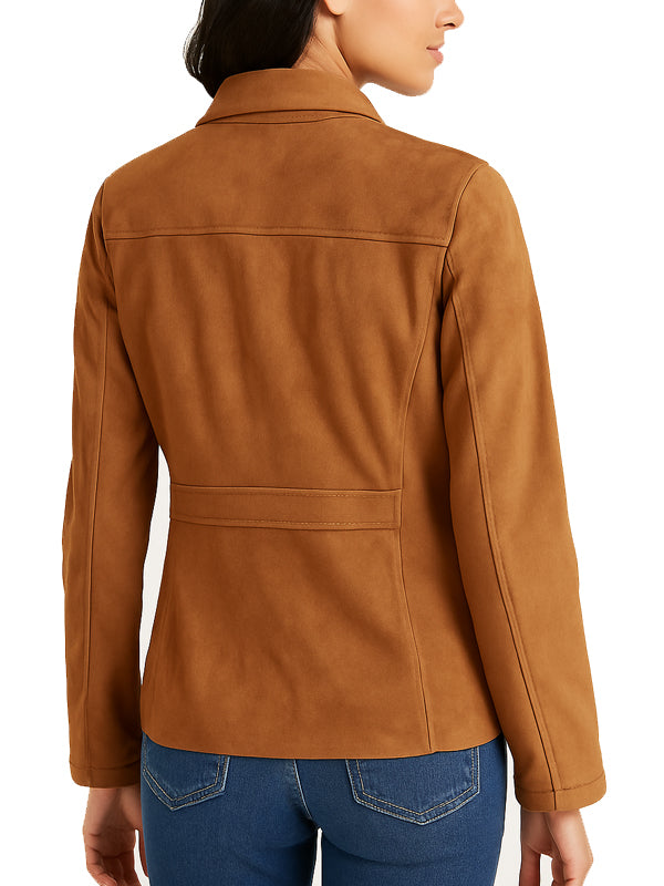 Brown Suede Leather Jacket for women 